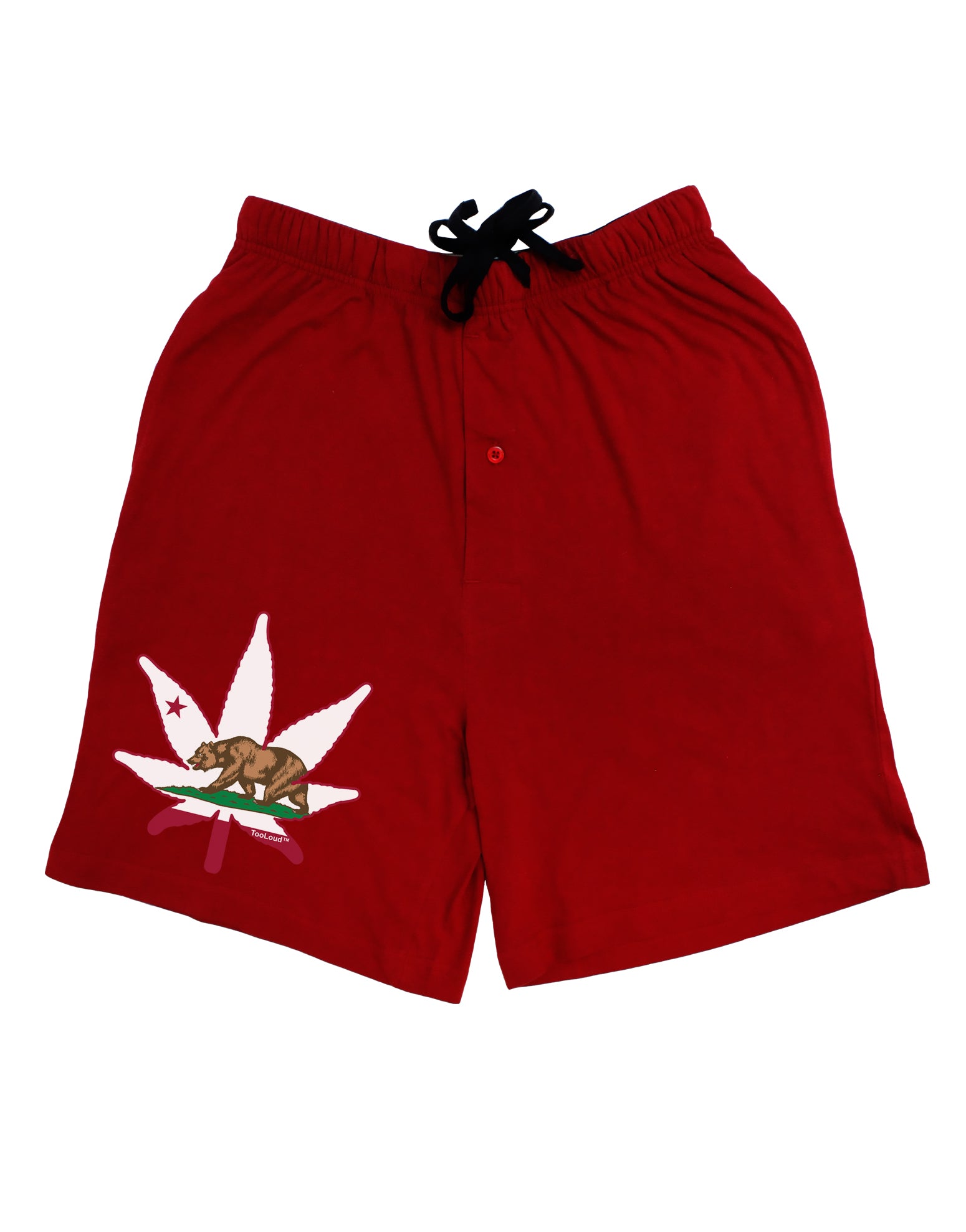 California Bear Leaf Design Adult Lounge Shorts - Red or Black by TooLoud