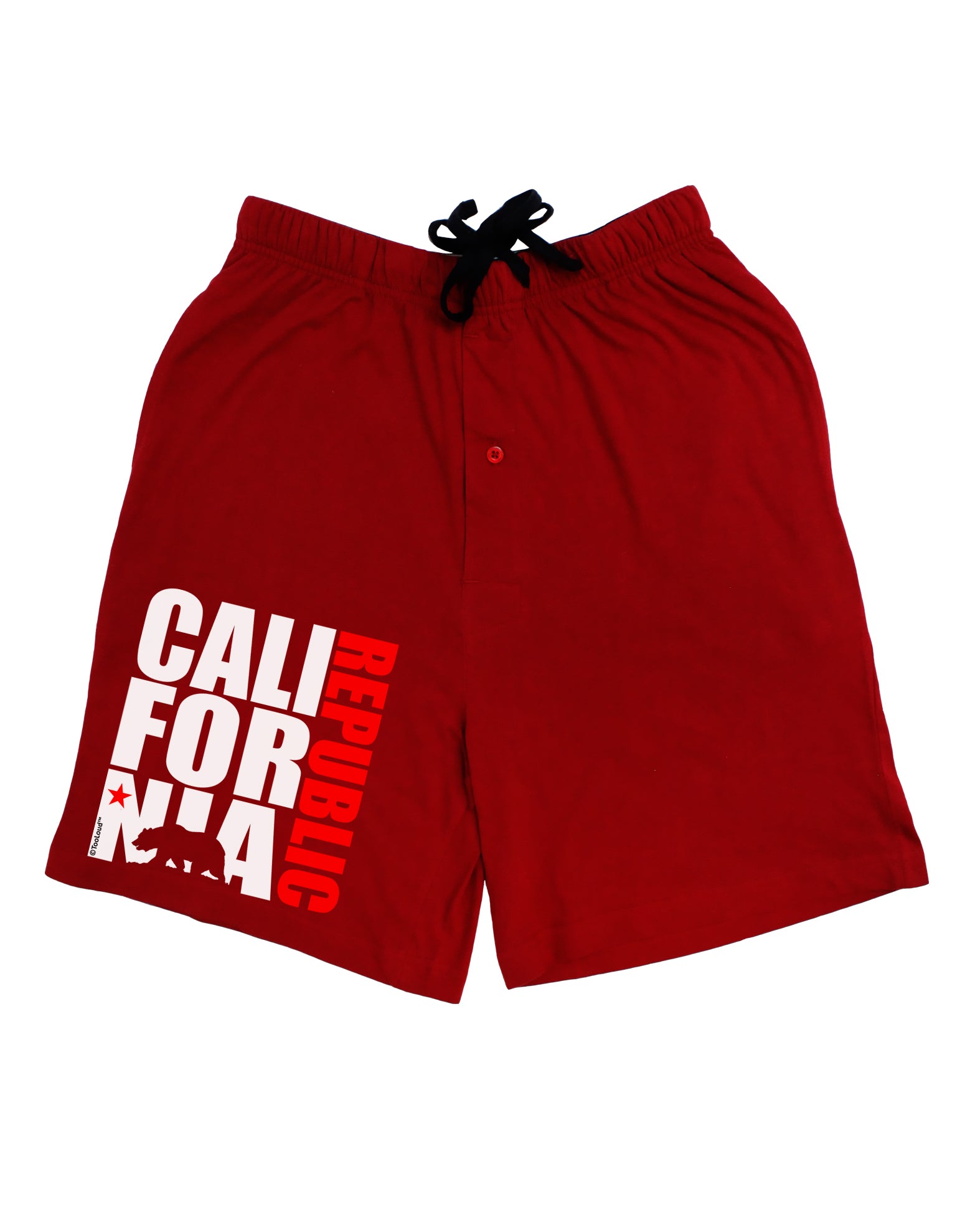 California Republic Design - California Red Star and Bear Adult Lounge Shorts - Red or Black by TooLoud