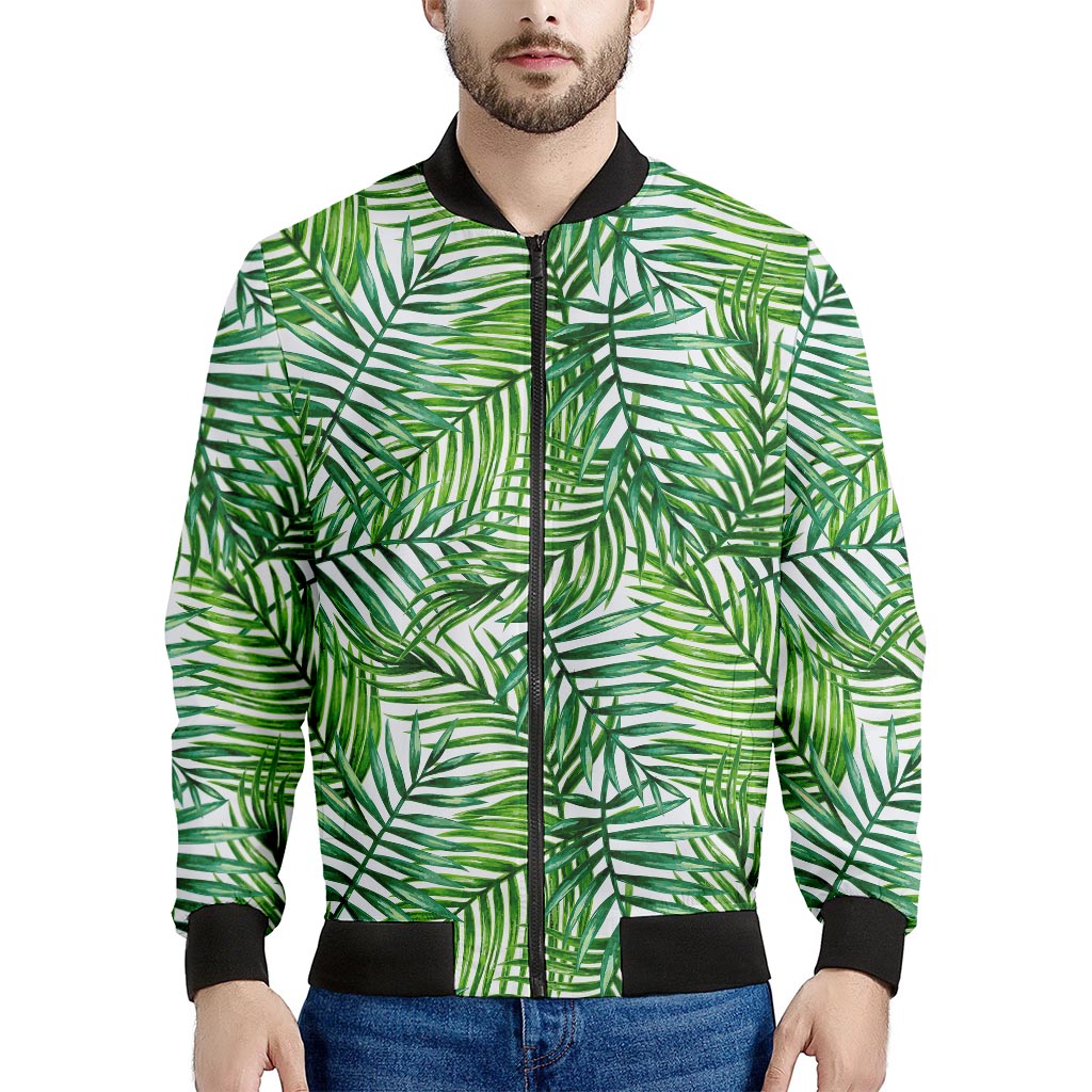 Exotic Tropical Leaf Pattern Print Men's Bomber Jacket