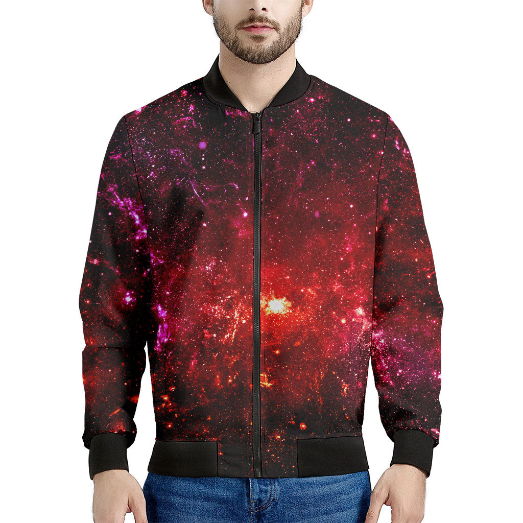 Fiery Nebula Universe Galaxy Space Print Men's Bomber Jacket