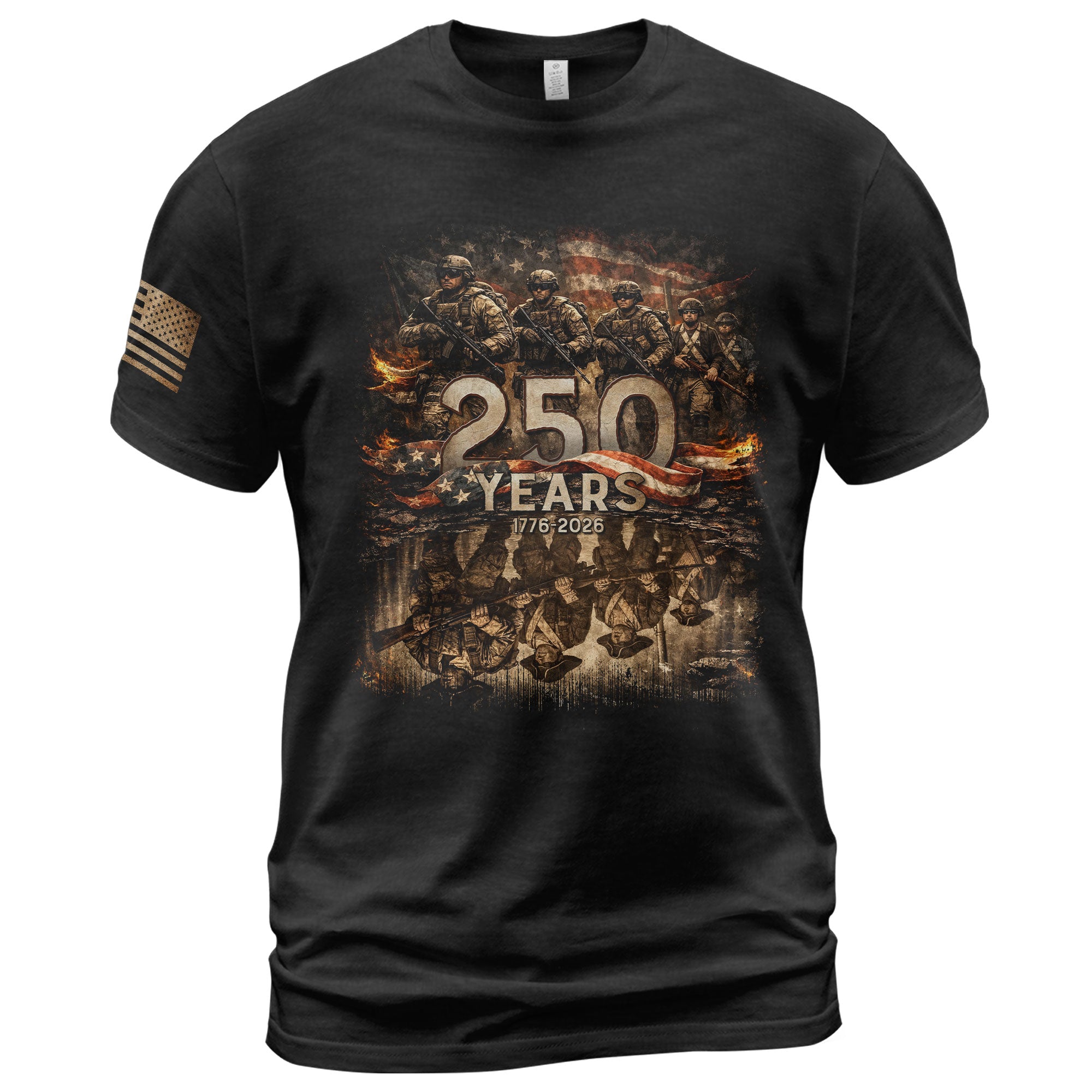 USA 250th Anniversary 1776-2026 Brothers in Arms Patriotic Soldier Heritage T-Shirt